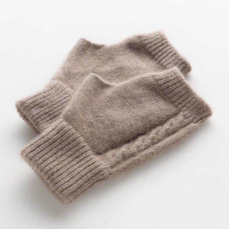 Kašmyro pirštinės, pusiau pirštinės, šiltos, universalios, storo mezginio pynė