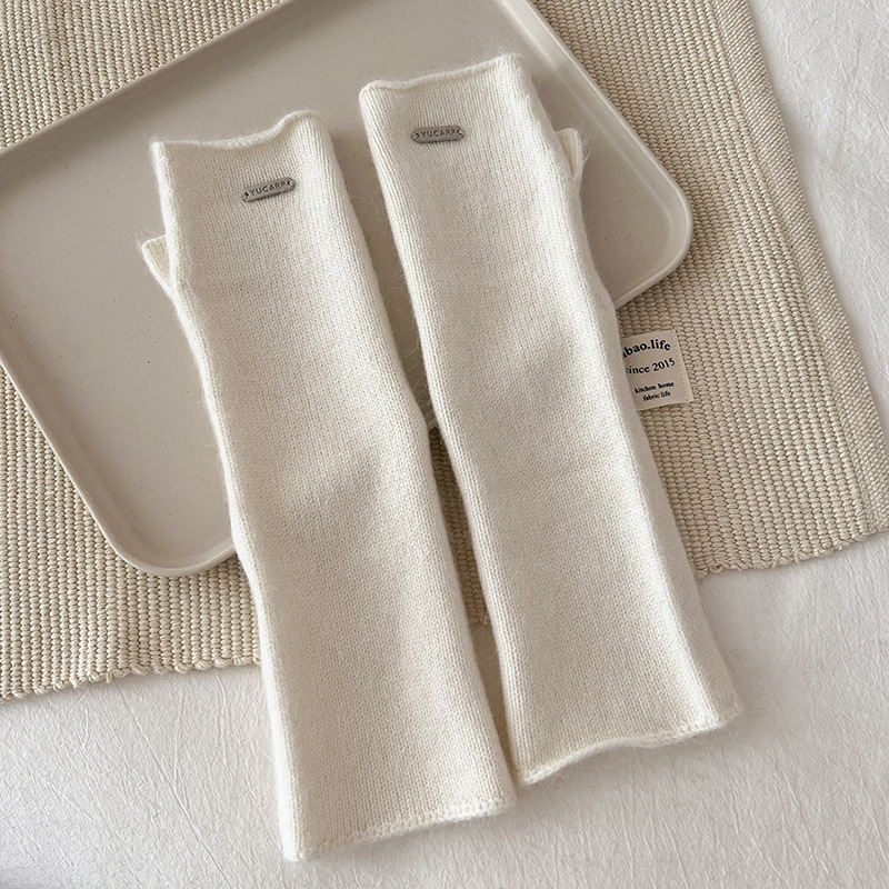 Дълги дамски кашмирени ръкавици, едноцветни, топли за зима, есен и пролет, плетени в японско-корейски стил