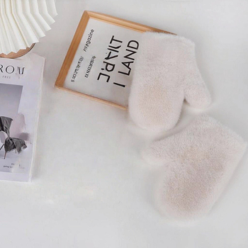 Unisex Χειμερινά γάντια-μιτίνες από Ψεύτικη Γούνα Μίνκ, Χειροποίητα για Σκι