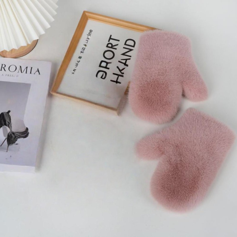 Unisex Χειμερινά γάντια-μιτίνες από Ψεύτικη Γούνα Μίνκ, Χειροποίητα για Σκι