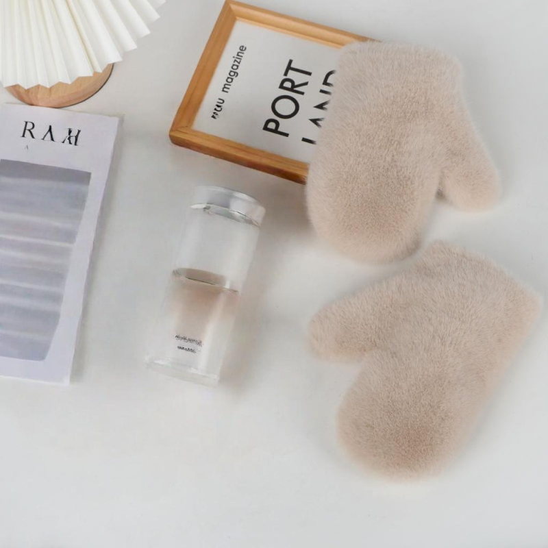 Unisex Χειμερινά γάντια-μιτίνες από Ψεύτικη Γούνα Μίνκ, Χειροποίητα για Σκι