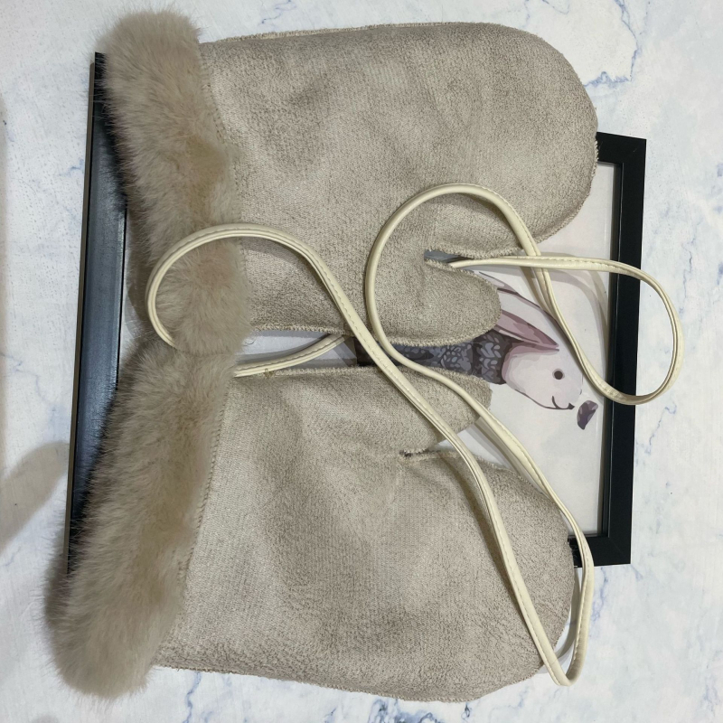 Unisex Χειμερινά γάντια-μιτίνες από Ψεύτικη Γούνα Μίνκ, Χειροποίητα για Σκι