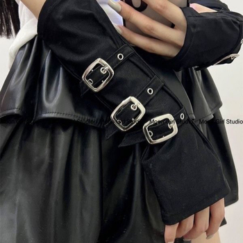 Полупалчести пънк ръкавици с метална катарама и маншета – Huirong, лято, стил Пънк