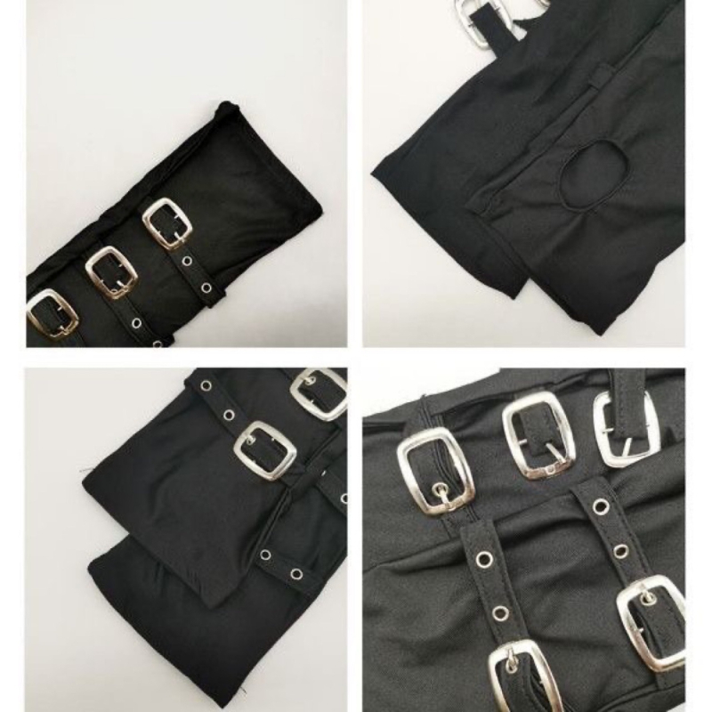 Полупалчести пънк ръкавици с метална катарама и маншета – Huirong, лято, стил Пънк