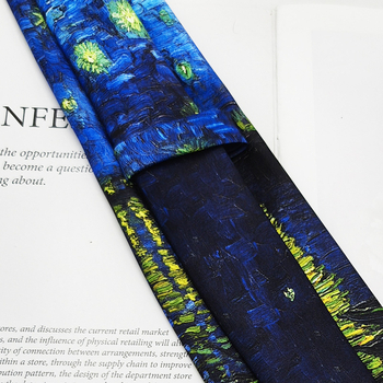 Γραβάτα πολυεστερ-μετάξι με εκτύπωση ελαιογραφίας, unisex, μοντέρνο στυλ, 8×145 εκ., εκτύπωση