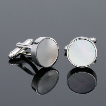 Копчета за маншети - медни, кръгла форма, черупково покритие, мъжки луксозен стил