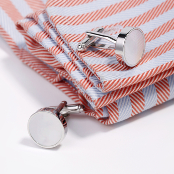 Копчета за маншети - медни, кръгла форма, черупково покритие, мъжки луксозен стил