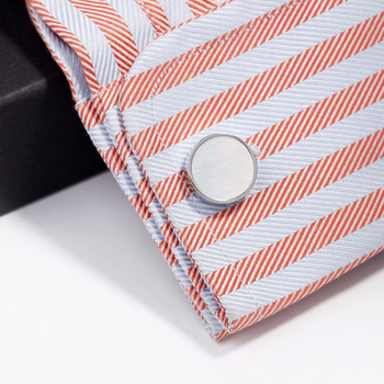 Копчета за маншети - медни, кръгла форма, черупково покритие, мъжки луксозен стил