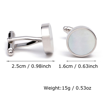 Копчета за маншети - медни, кръгла форма, черупково покритие, мъжки луксозен стил