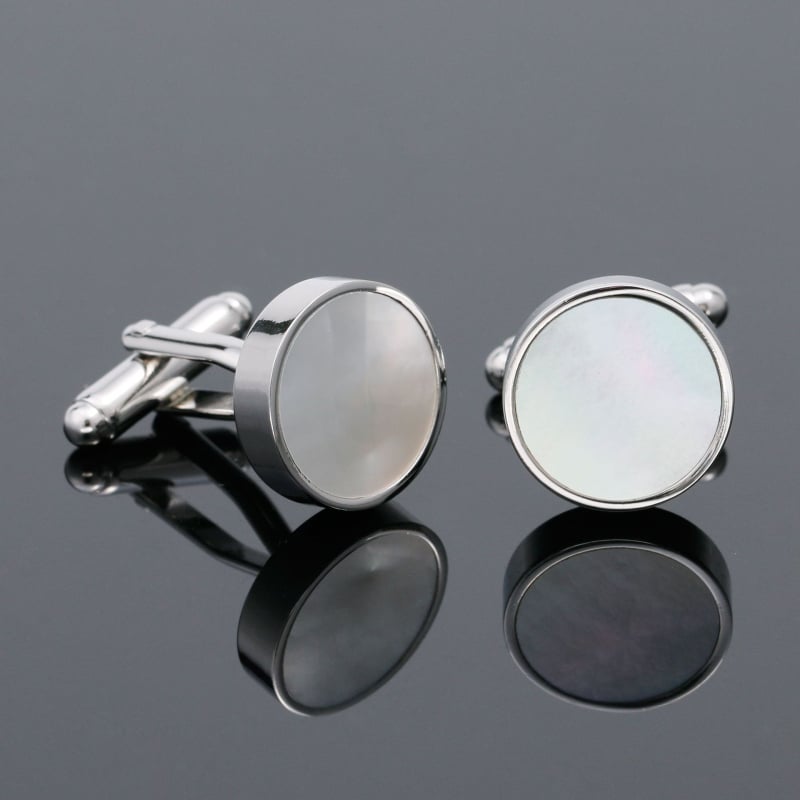 Копчета за маншети - медни, кръгла форма, черупково покритие, мъжки луксозен стил