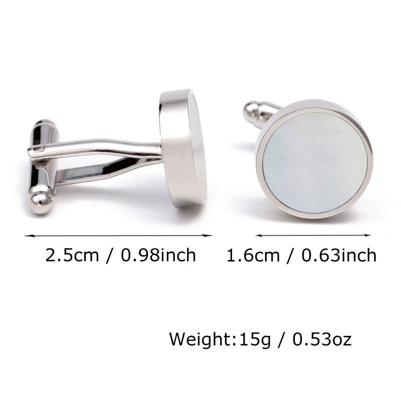 Копчета за маншети - медни, кръгла форма, черупково покритие, мъжки луксозен стил