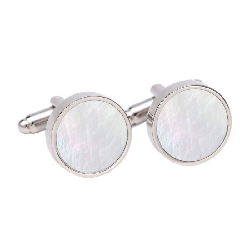 Копчета за маншети - медни, кръгла форма, черупково покритие, мъжки луксозен стил