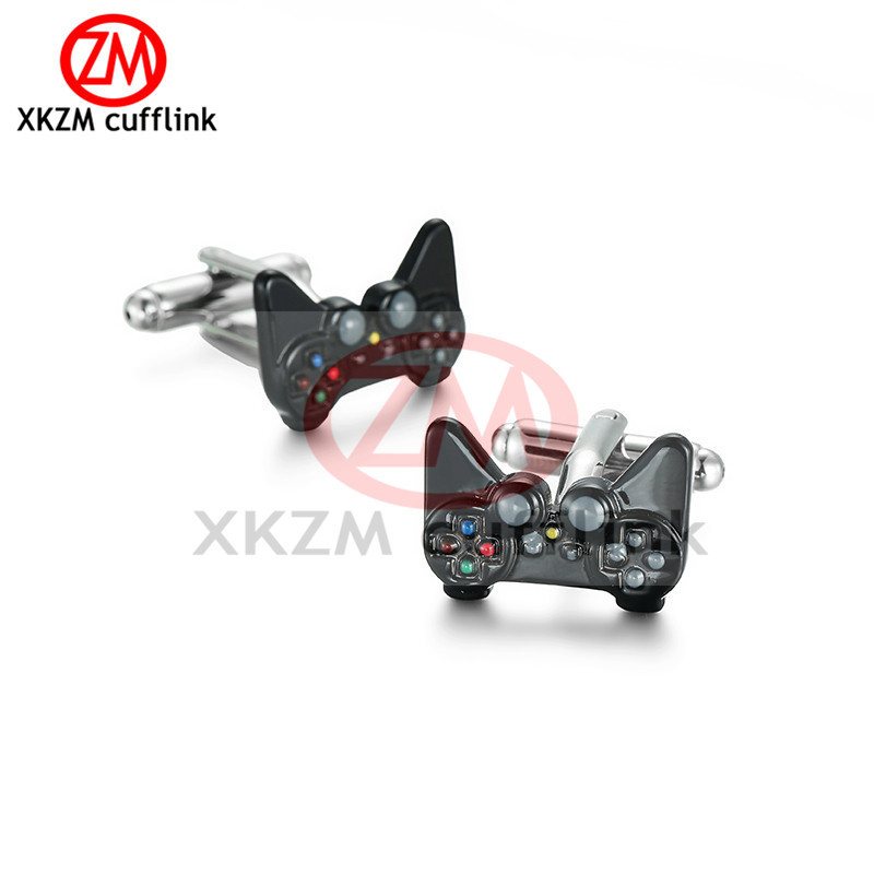 Мъжки копчета за ръкавели с дизайн на гейм контролер, меден материал, унисекс, за френски маншети