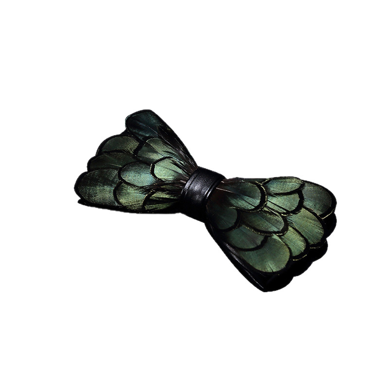 Παπιγιόν με φτερά - Χειροποίητο, επίπεδου σχήματος κεφαλής, ανδρικό μοντέλο, επένδυση PU δέρμα, ατομική συσκευασία