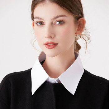 Διακοσμητικός αποσπώμενος γιακάς για πουκάμισο — μικρός όρθιος γιακά, βαμβακερό ύφασμα, επένδυση από βαμβάκι, μονόχρωμο σχέδιο, φθινοπωρινή κυκλοφορία 2024