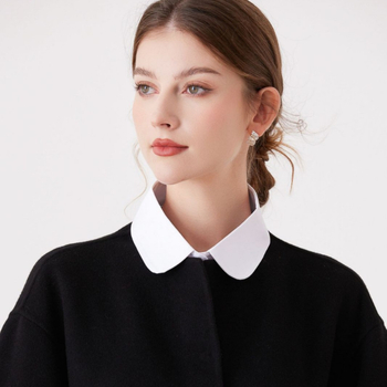 Διακοσμητικός αποσπώμενος γιακάς για πουκάμισο — μικρός όρθιος γιακά, βαμβακερό ύφασμα, επένδυση από βαμβάκι, μονόχρωμο σχέδιο, φθινοπωρινή κυκλοφορία 2024