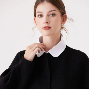 Διακοσμητικός αποσπώμενος γιακάς για πουκάμισο — μικρός όρθιος γιακά, βαμβακερό ύφασμα, επένδυση από βαμβάκι, μονόχρωμο σχέδιο, φθινοπωρινή κυκλοφορία 2024