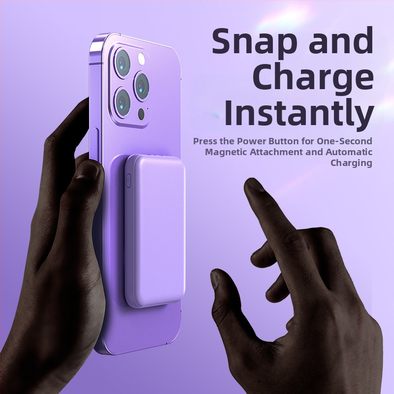 MagSafe магнитна безжична банка за захранване, 5000mAh, 10W бързо зареждане, QC4.0, полимерна литиево-йонна клетка