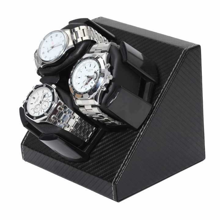 Rotativ pentru ceasuri automat cu 3 poziții, pernă din spumă memory, cutie de afișare din PU, precizie ±0.01 cm