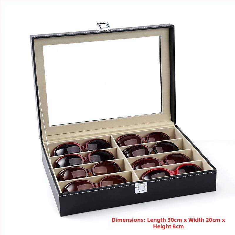 Κουτί για ρολόγια, γυαλιά και κοσμήματα με διαφανές καπάκι — ανθεκτικό στη σκόνη, κατασκευή από χαρτί, στυλ αγροτικό, οργάνωση κοσμημάτων