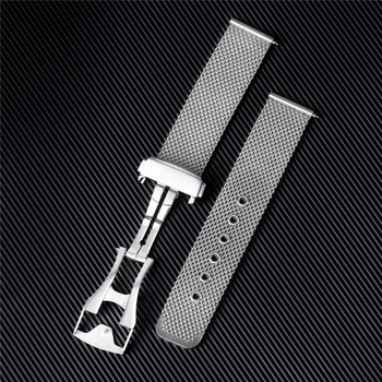 Langley ремък за часовник от неръждаема стомана, двойно щракване закопчалка тип бабочка, бързо освобождаване, шлайфан финиш