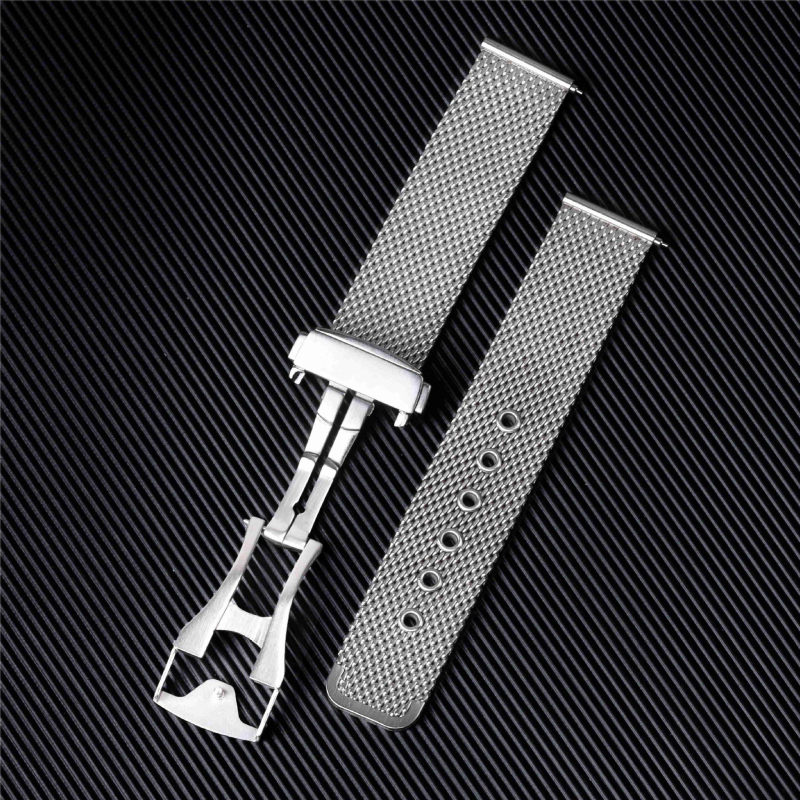 Langley náramok na hodinky z nehrdzavejúcej ocele, spona motýľového uzáveru s dvojitým stlačením, rýchle uvoľnenie, brúsený povrch