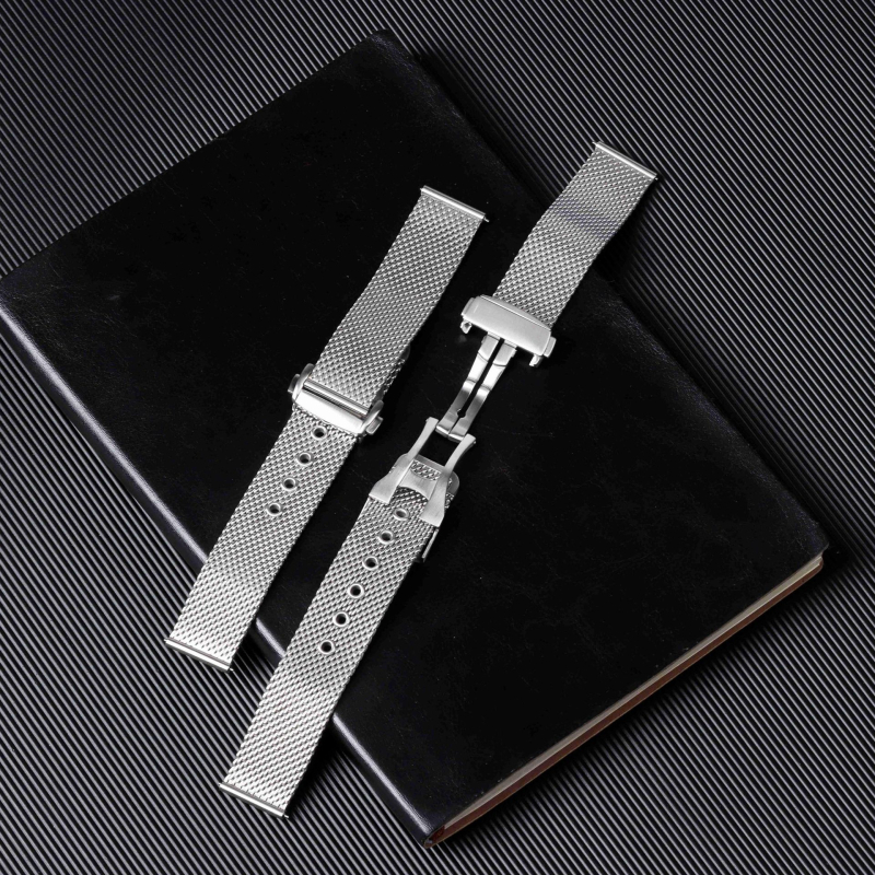 Langley náramok na hodinky z nehrdzavejúcej ocele, spona motýľového uzáveru s dvojitým stlačením, rýchle uvoľnenie, brúsený povrch