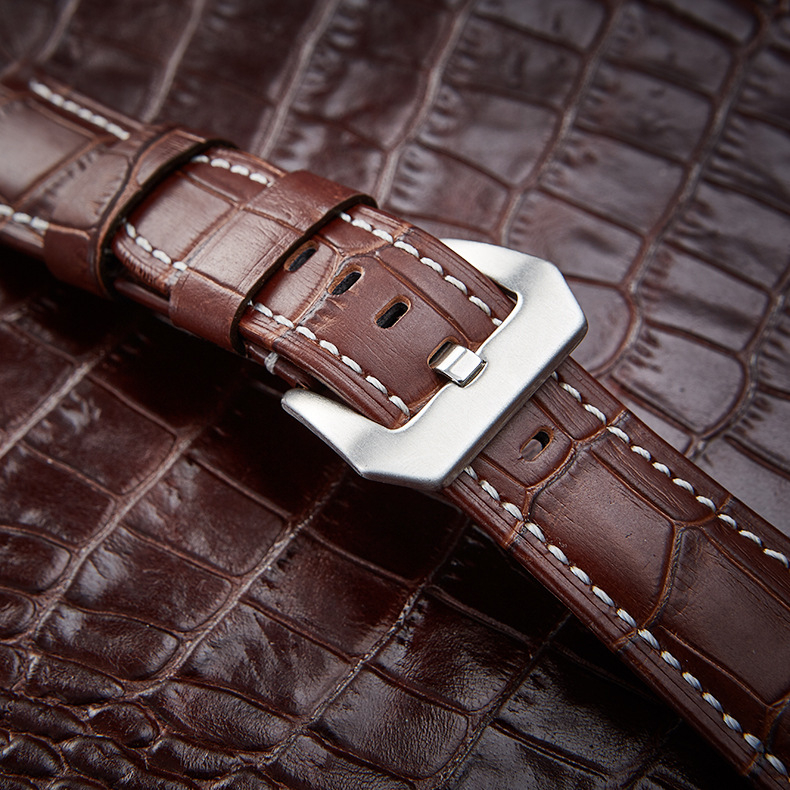 GETALIA Ремешък за часовник от естествена кожа с бамбуков узор, Panerai-съвместим, художествено ретро стил, Пролет 2025, катарама с щифт