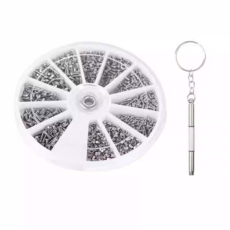 600 vnt laikrodžių ir akinių remontui – varžtai su apvalia galva, nerūdijantis plienas 201, GB 1229-84