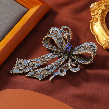 Καρφίτσα με σχέδιο φιόγκο σε ρετρό στυλ, ψευδάργύρος με διαμαντένιο φινίρισμα, διακοσμητικό κλιπ για παλτό