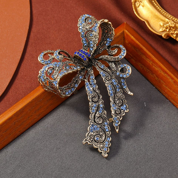 Καρφίτσα με σχέδιο φιόγκο σε ρετρό στυλ, ψευδάργύρος με διαμαντένιο φινίρισμα, διακοσμητικό κλιπ για παλτό