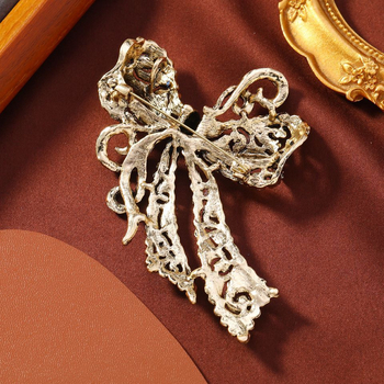 Καρφίτσα με σχέδιο φιόγκο σε ρετρό στυλ, ψευδάργύρος με διαμαντένιο φινίρισμα, διακοσμητικό κλιπ για παλτό