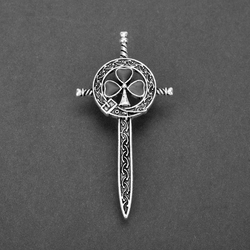 Broșă nod Celtic din aliaj, unisex, finisaj cu ulei, model XZ-092, origine Yiwu