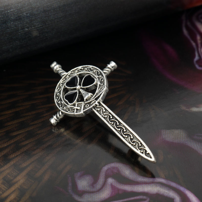 Broșă nod Celtic din aliaj, unisex, finisaj cu ulei, model XZ-092, origine Yiwu