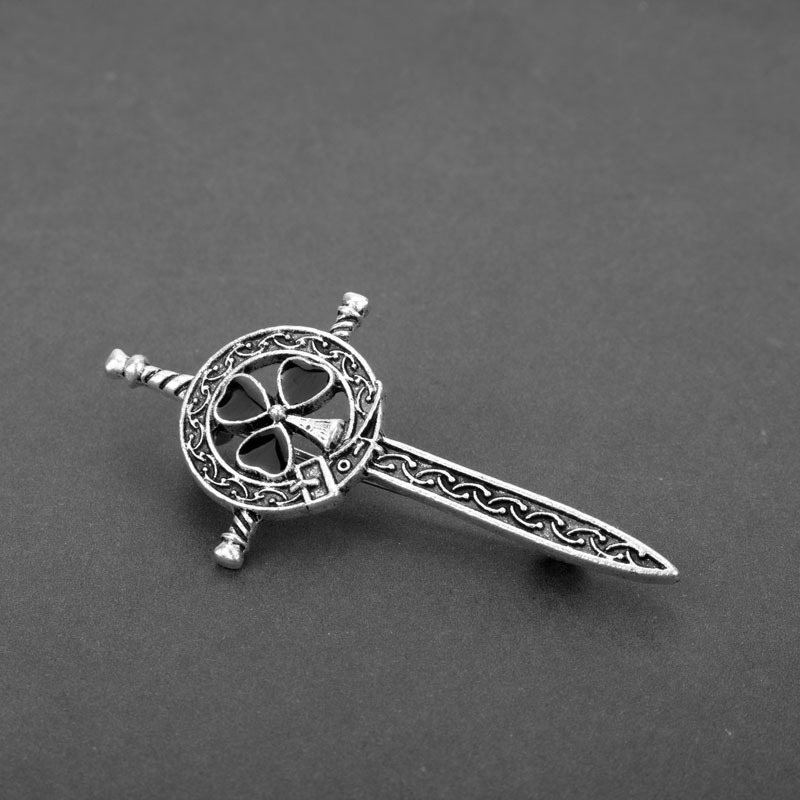 Broșă nod Celtic din aliaj, unisex, finisaj cu ulei, model XZ-092, origine Yiwu