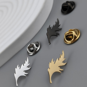 Broșă din oțel inoxidabil, formă de frunză/geometrică, placare electroplată, stil simplu, unisex, potrivită ca decor sau cadou