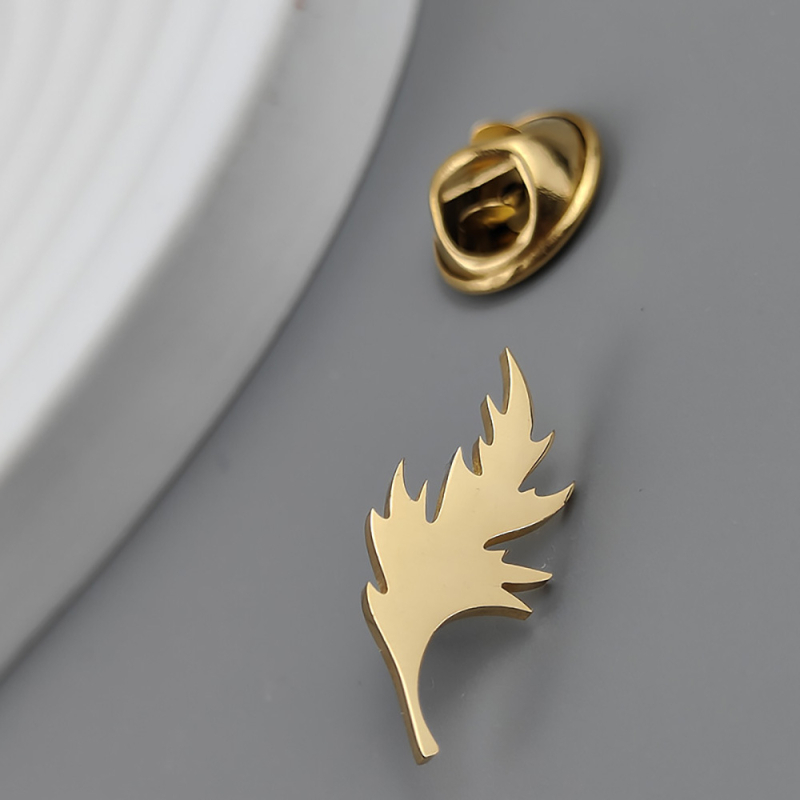 Broșă din oțel inoxidabil, formă de frunză/geometrică, placare electroplată, stil simplu, unisex, potrivită ca decor sau cadou