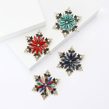 Broșă fulg de zăpadă din aliaj – cu diamant, pentru femei, serie Crăciun