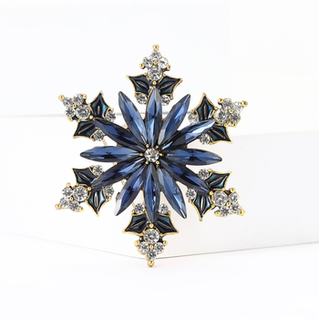 Καρφίτσα-χιονονιφάδα από κράμα – γυναικείος σχεδιασμός, με διαμαντοειδή επεξεργασία, Χριστουγεννιάτικη σειρά