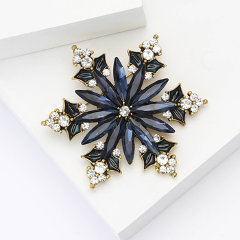 Καρφίτσα-χιονονιφάδα από κράμα – γυναικείος σχεδιασμός, με διαμαντοειδή επεξεργασία, Χριστουγεννιάτικη σειρά