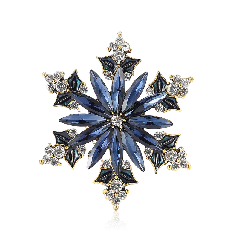 Broșă fulg de zăpadă din aliaj – cu diamant, pentru femei, serie Crăciun