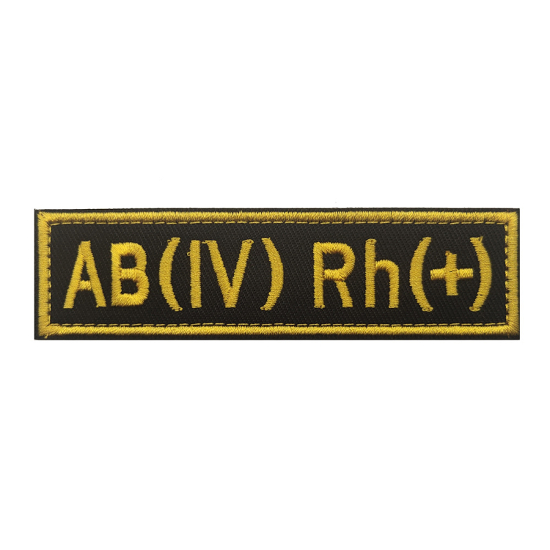 Izšūts apģērba armband ar asinsgrupu un Velcro identifikācijas lenti, drēbēm, neilons/poliestera maisījums