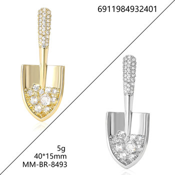 Broșă din cupru cu pavare cu pietre mici MM-BR-8493, unisex, stil modern zilnic