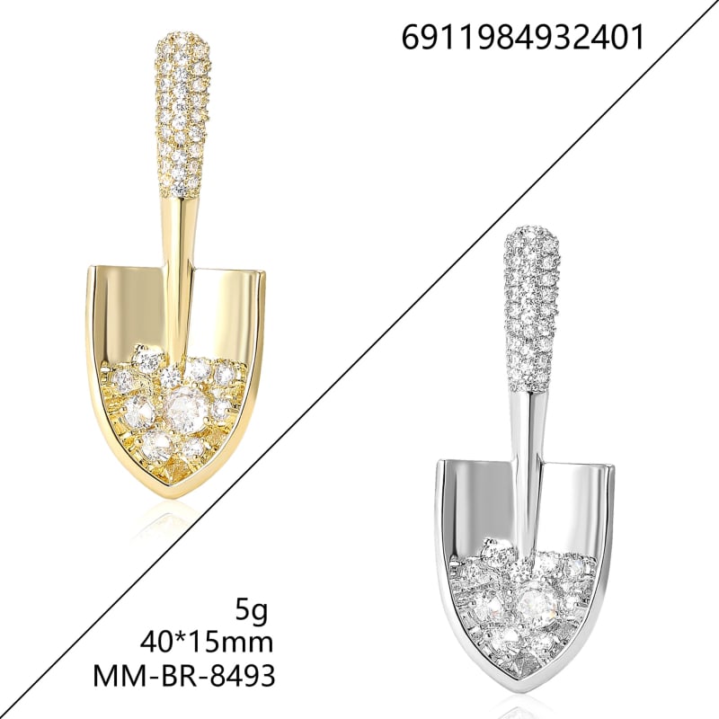 Broșă din cupru cu pavare cu pietre mici MM-BR-8493, unisex, stil modern zilnic