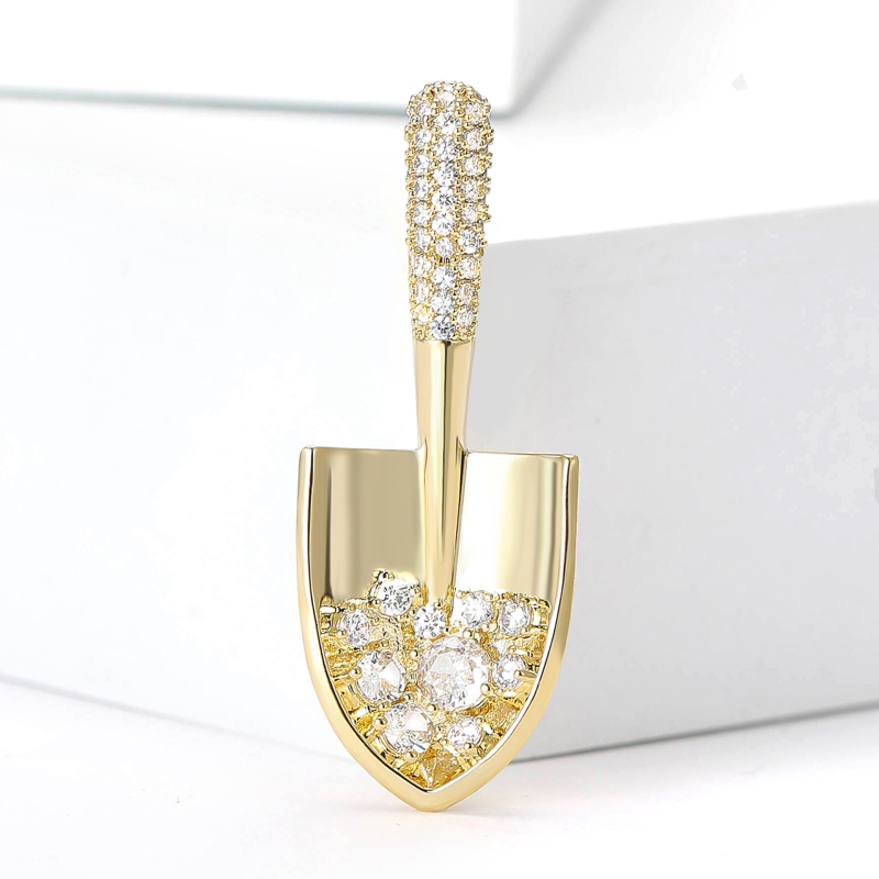 Broșă din cupru cu pavare cu pietre mici MM-BR-8493, unisex, stil modern zilnic