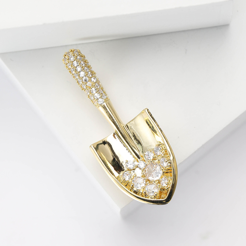 Broșă din cupru cu pavare cu pietre mici MM-BR-8493, unisex, stil modern zilnic