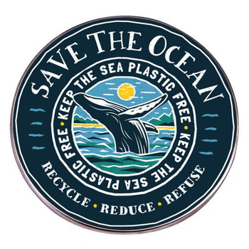 Broșă din aliaj metalic cu strat epoxidic, balena albastră în stil desen animat, motiv protecția mediului marin