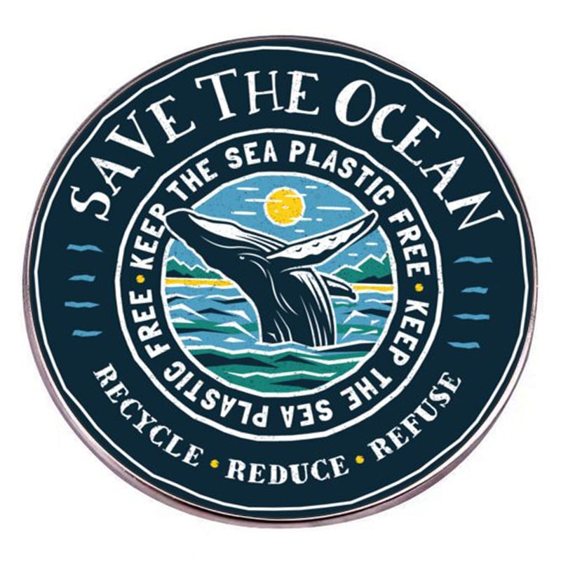 Broșă din aliaj metalic cu strat epoxidic, balena albastră în stil desen animat, motiv protecția mediului marin