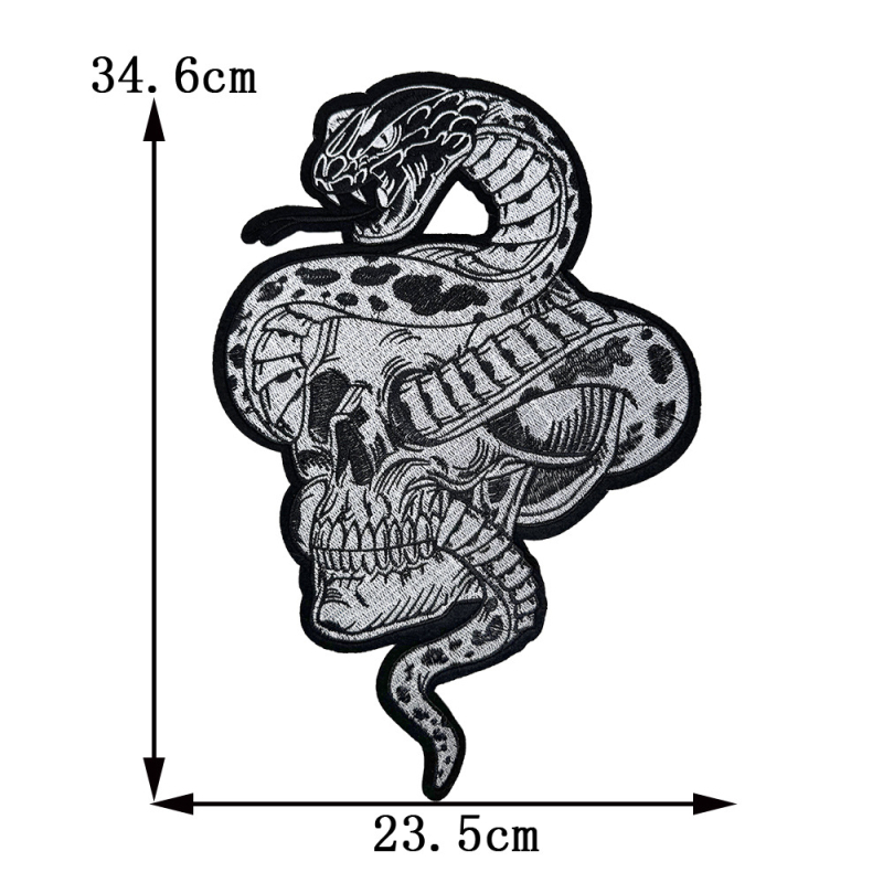Κεντημένη πολυεστερική ραφή με αυτοκόλλητο πίσω για παλτά και τσάντες — μοτίβα κρανίο, μαϊμού και φίδι