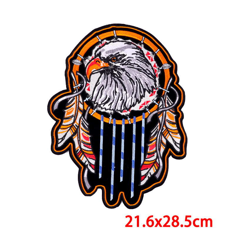 Κεντημένη υφασμάτινη ράβωση για σιδερώσιμο με μοτίβα αετού, τίγρης και γραμμάτων (πολυεστέρας)